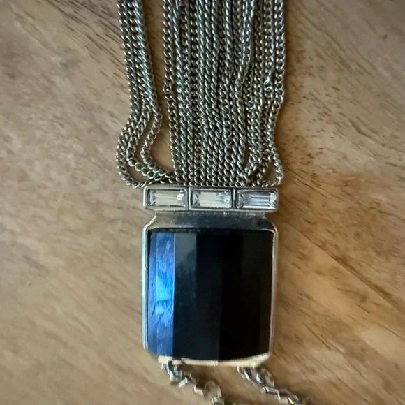 Silver Necklace with Black Pendant White House black market - Picture 5 of 8